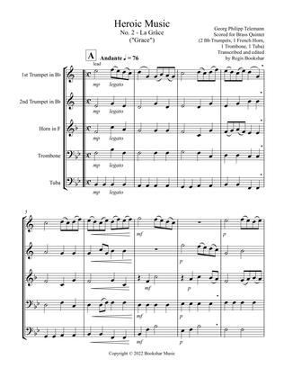 Book cover for Heroic Music - No. 2. La Grace (Bb) (Brass Quintet - 2 Trp, 1 Hrn, 1 Trb, 1 Tuba)