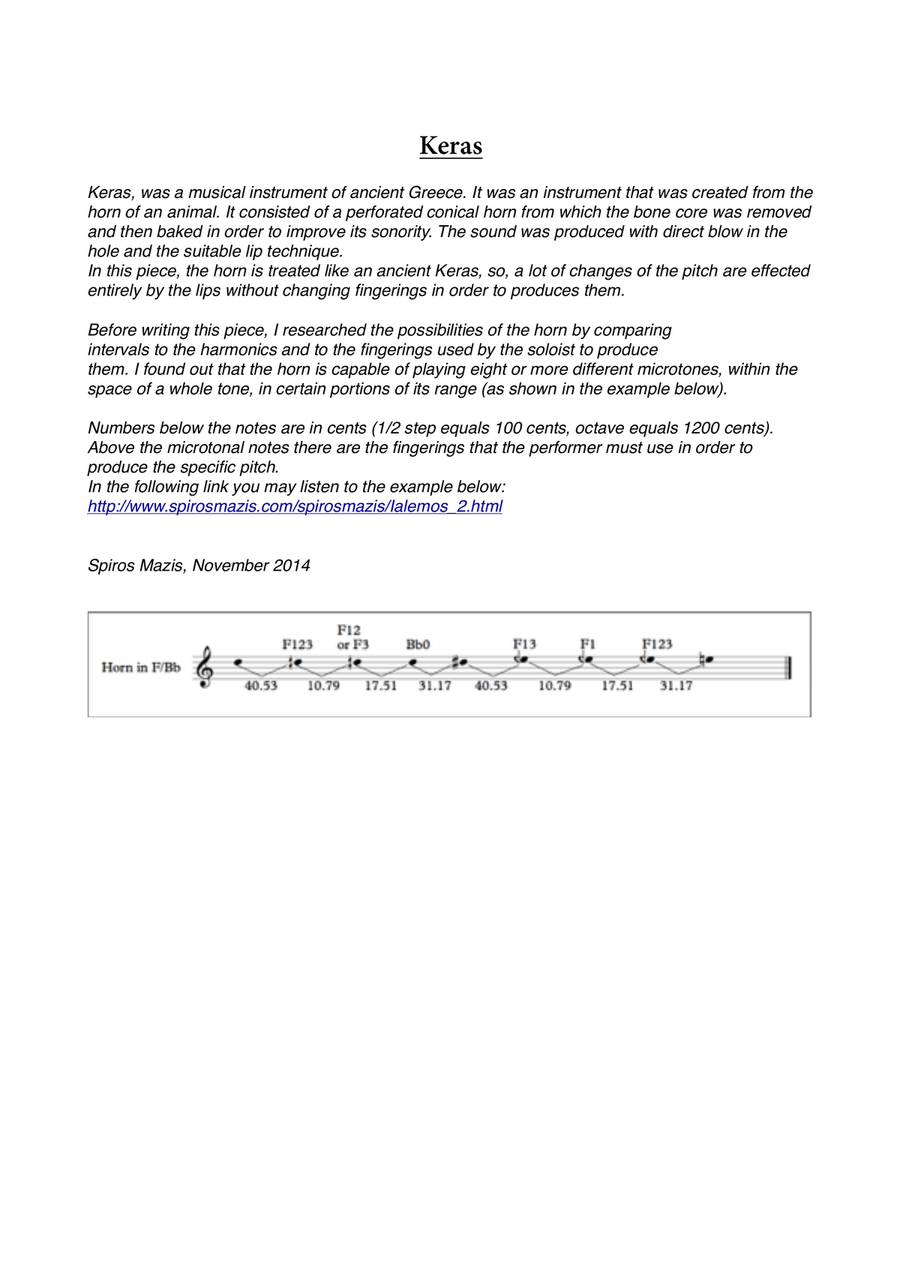 Keras, solo Horn F/Bb Horn Solo scores gallery preview page 2