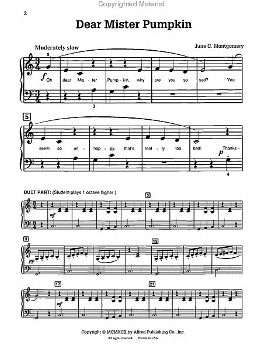 Dear Mr. Pumpkin Easy Piano scores gallery preview page 2