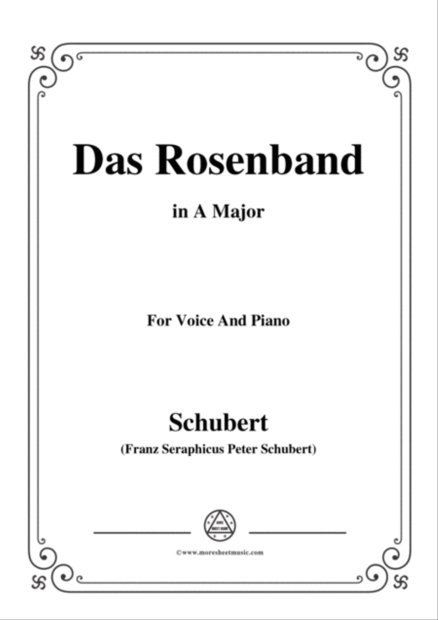 Schubert-Das Rosenband(The Rosy Ribbon),D.280,in A Major,for Voice&Piano Voice scores gallery preview page 1