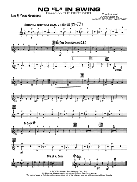 No "L" in Swing: 2nd B-flat Tenor Saxophone