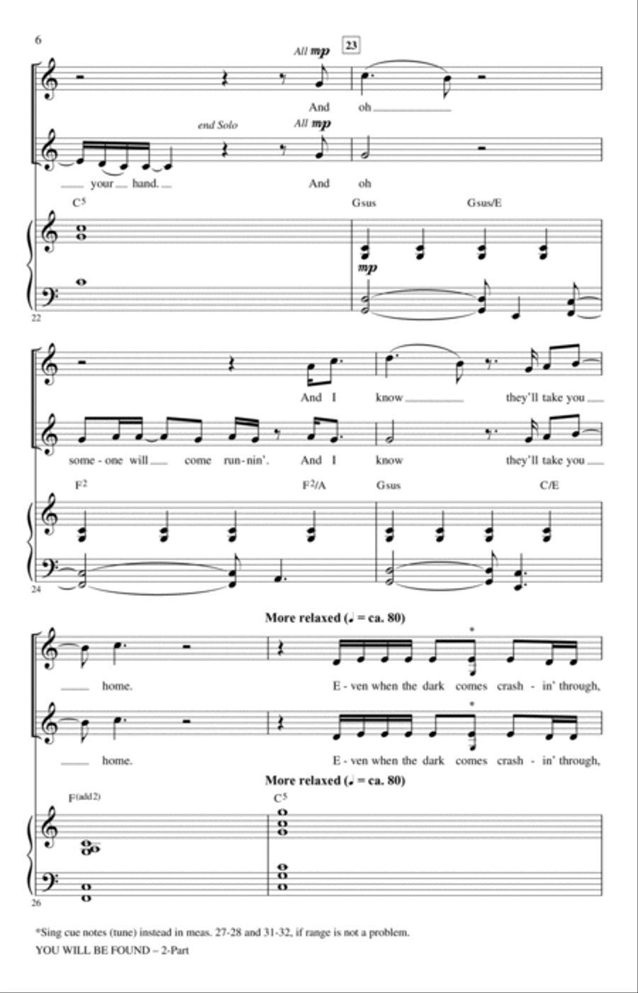You Will Be Found (from Dear Evan Hansen) (arr. Audrey Snyder) 2-Part scores gallery preview page 4