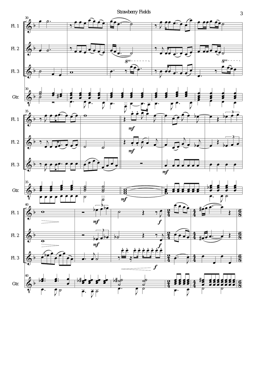 Strawberry Fields Forever Flute scores gallery preview page 3