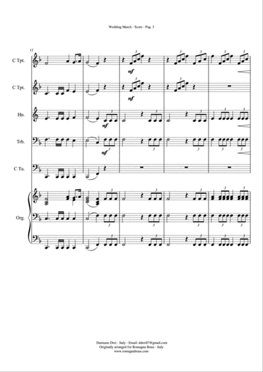 Mendelssohn Wedding March, for Brass Quintet & Optional Organ image number null