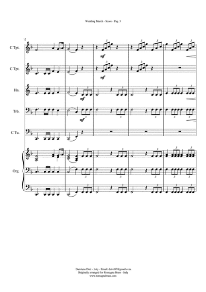 Mendelssohn Wedding March, for Brass Quintet & Optional Organ image number null