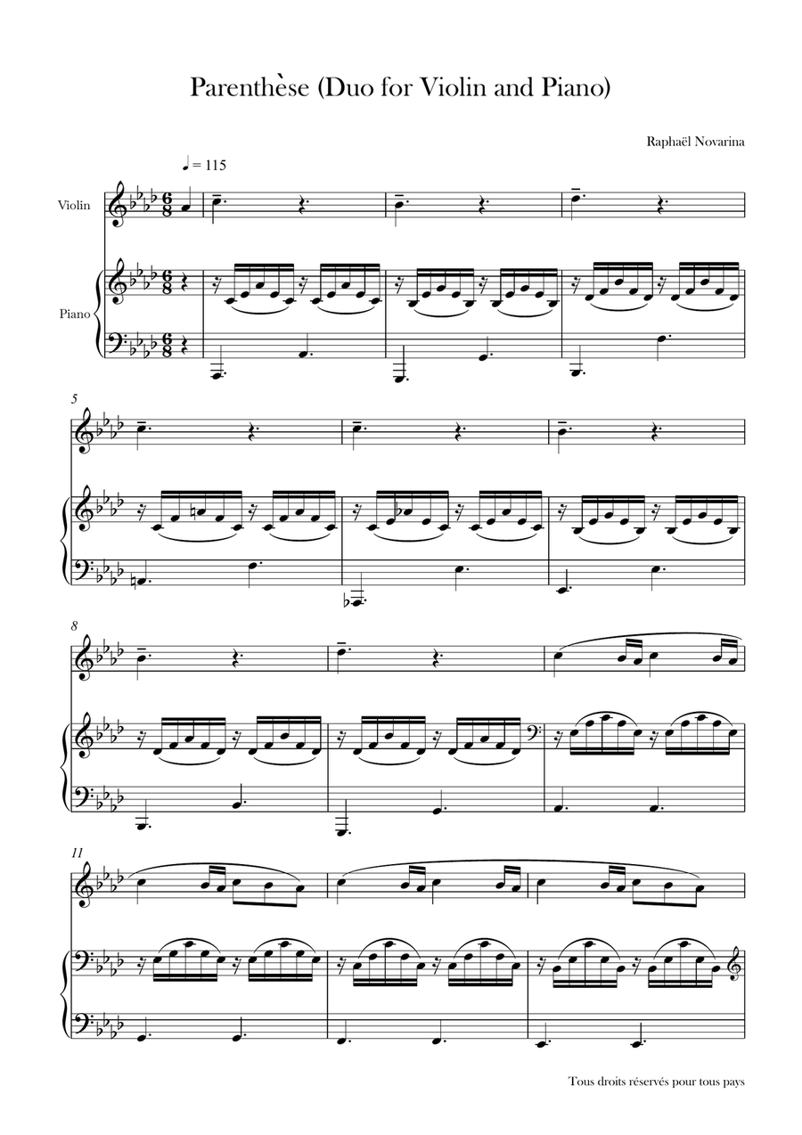 Duo for Violin & Piano, Parenthèse Chamber Music scores gallery preview page 1