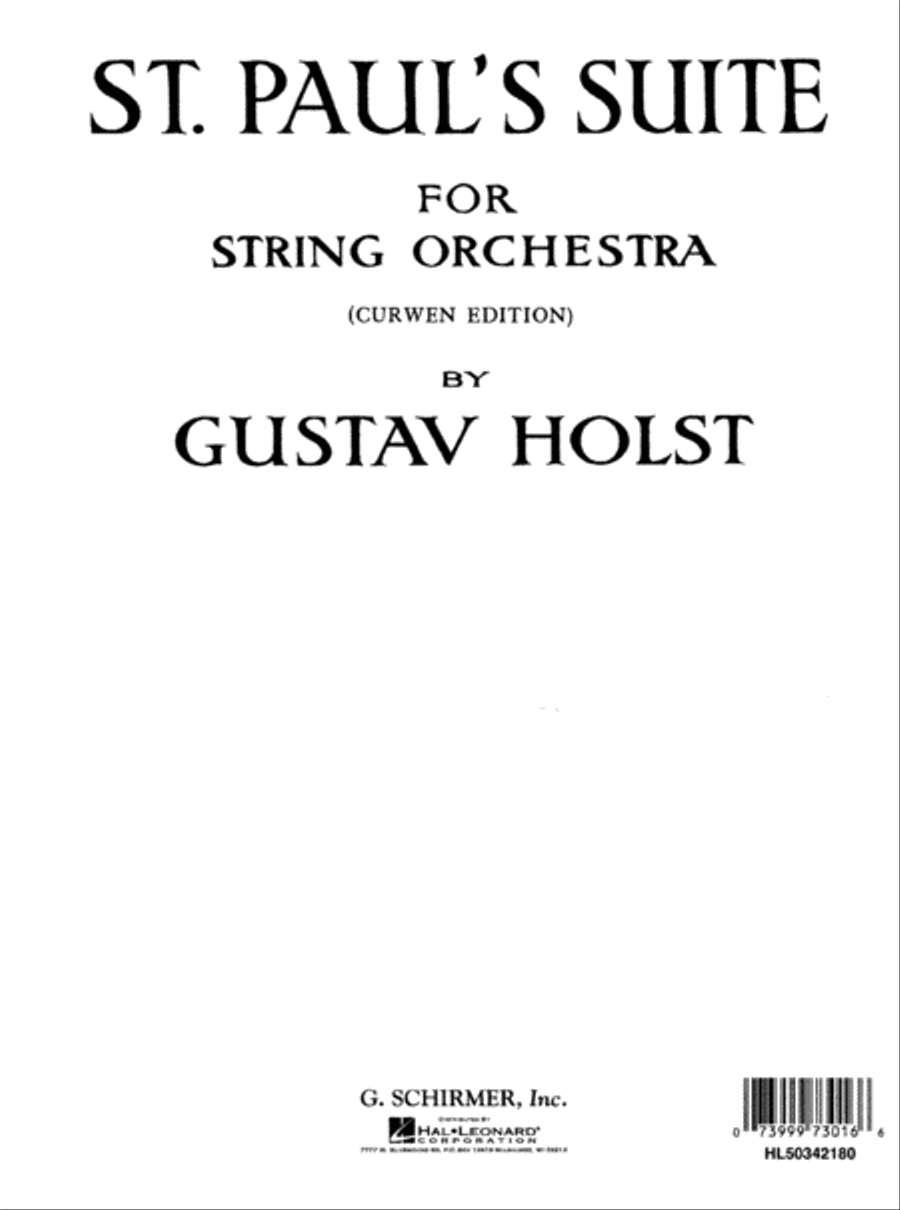 St. Paul's Suite, Op. 29, No. 2 Orchestra scores gallery preview page 1