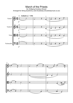Mozart: March of The Priests from The Magic Flute for String Quartet - Score and Parts