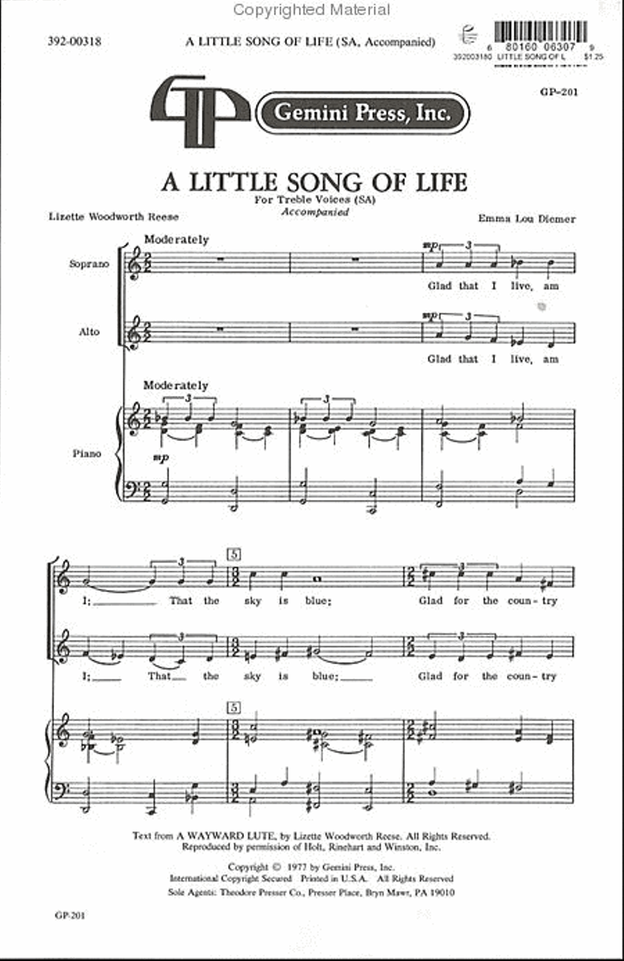 A Little Song of Life SA scores gallery preview page 2