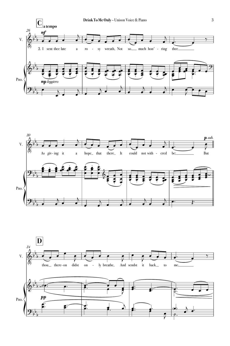 Drink To Me Only Drink To Me Only Unison Choir scores gallery preview page 5