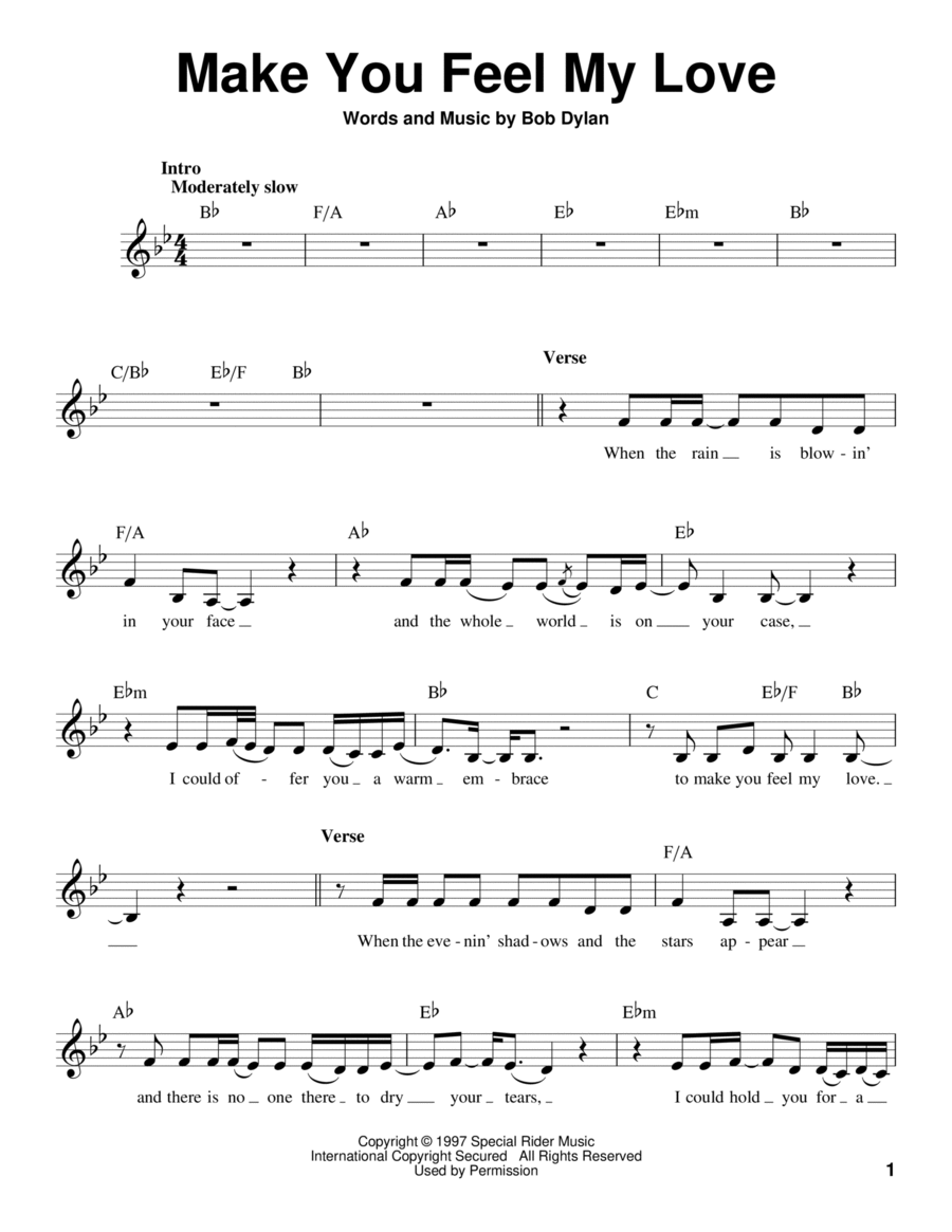 Make You Feel My Love Make You Feel My Love Voice scores gallery preview page 1