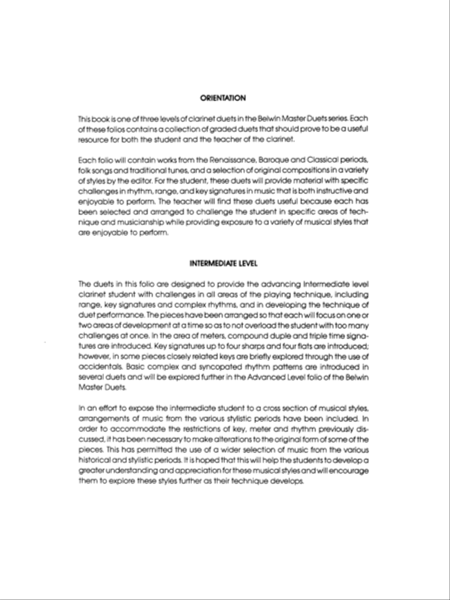Belwin Master Duets (Clarinet), Volume 1 Clarinet Duet scores gallery preview page 3