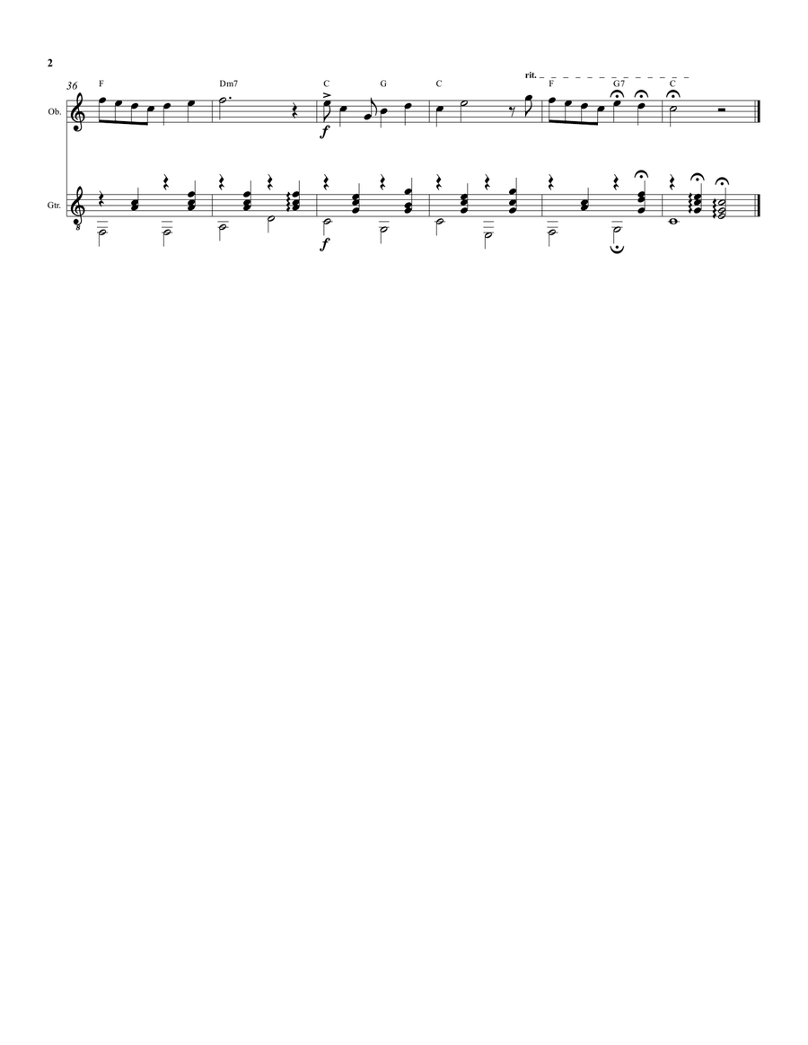 Rupert the Chocolate Angel for oboe and guitar Oboe scores gallery preview page 2