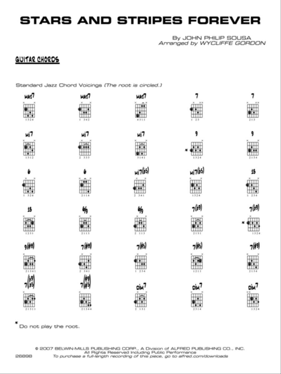 Stars and Stripes Forever: Guitar Chords Jazz Ensemble scores gallery preview page 1