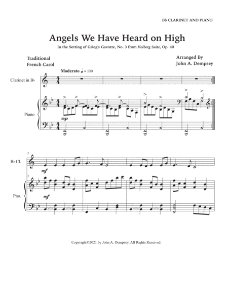 Angels We Have Heard on High (Clarinet and Piano) image number null