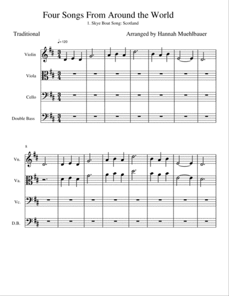 Four Songs from Around the World String Quartet scores gallery preview page 1