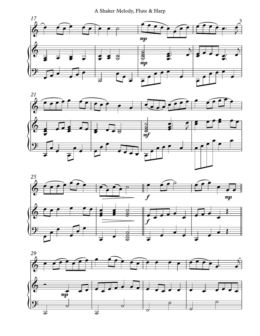 A Shaker Melody, Duet for Oboe & Harp Oboe scores gallery preview page 3