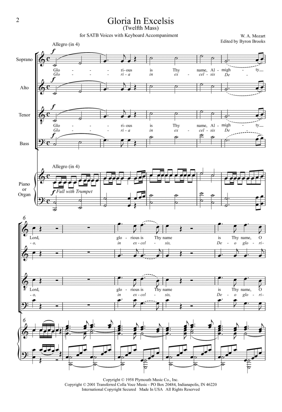Gloria In Excelsis 4-Part scores gallery preview page 1