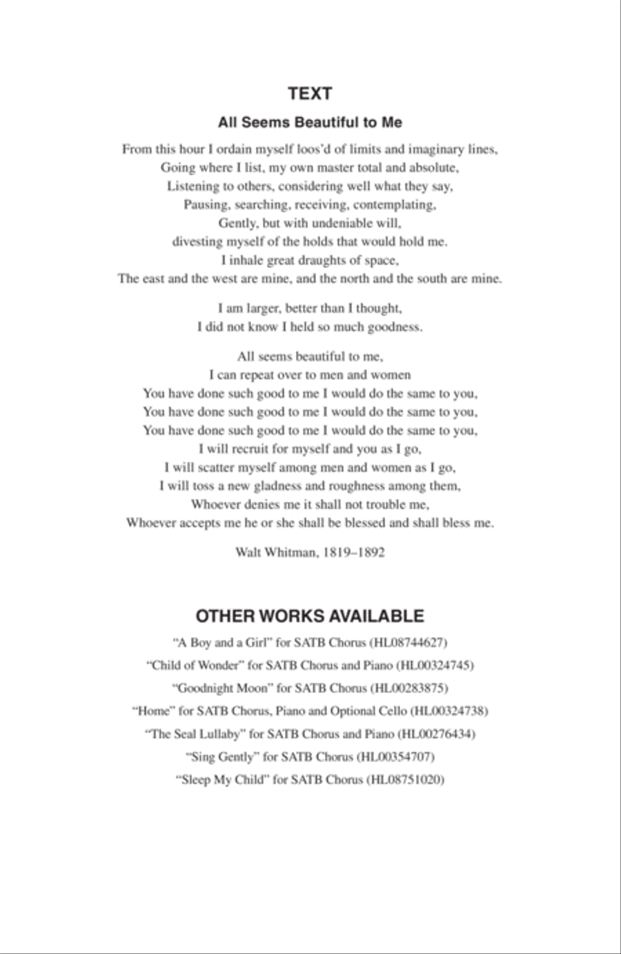 All Seems Beautiful To Me 4-Part scores gallery preview page 9