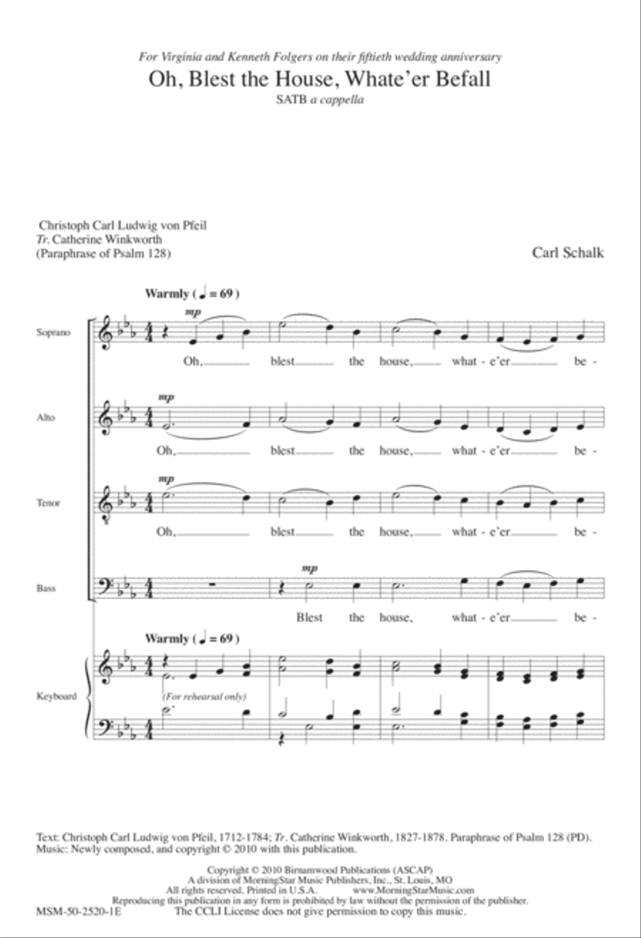 Oh, Blest the House, Whate'er Befall 4-Part scores gallery preview page 2