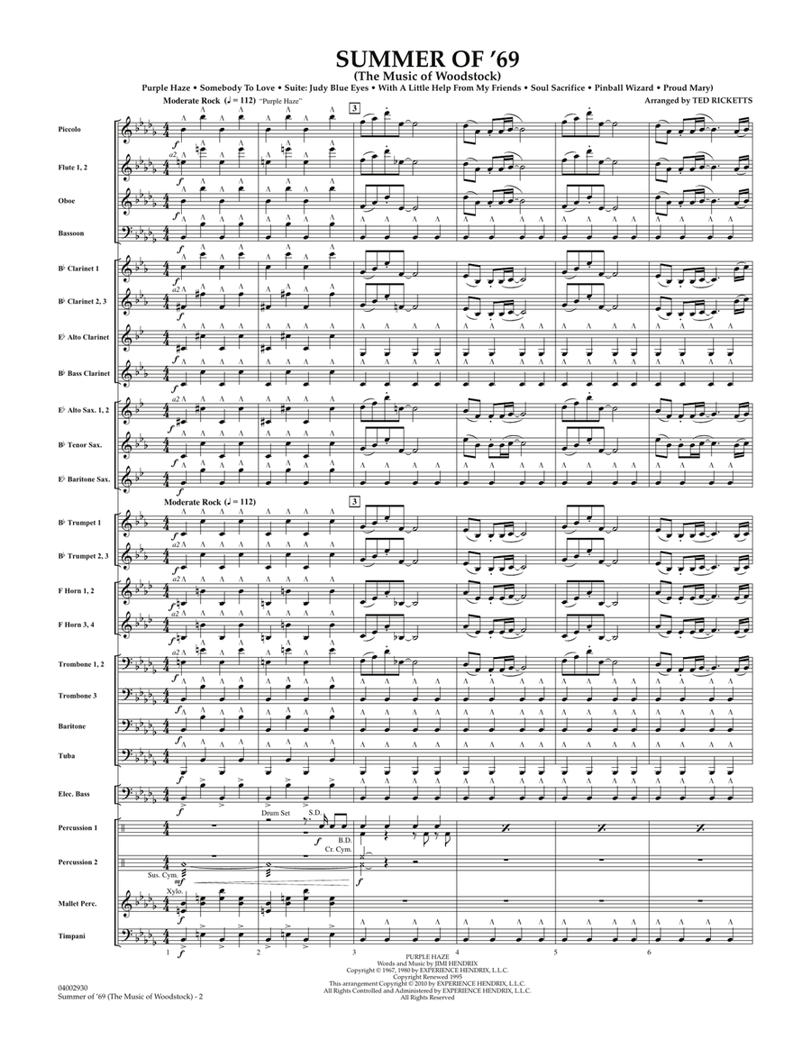 Summer Of '69 (The Music Of Woodstock) - Full Score Concert Band scores gallery preview page 2