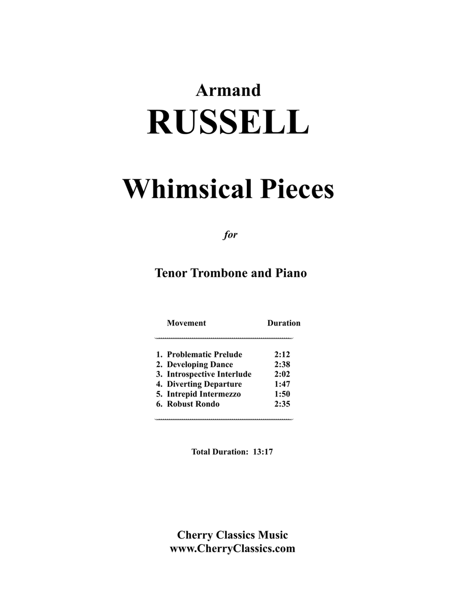 Whimsical Pieces for Trombone and Piano Piano scores gallery preview page 1