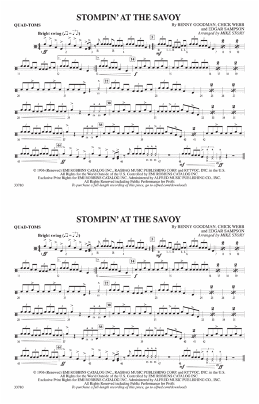 Stompin' at the Savoy: Quad-Toms Marching Band scores gallery preview page 1
