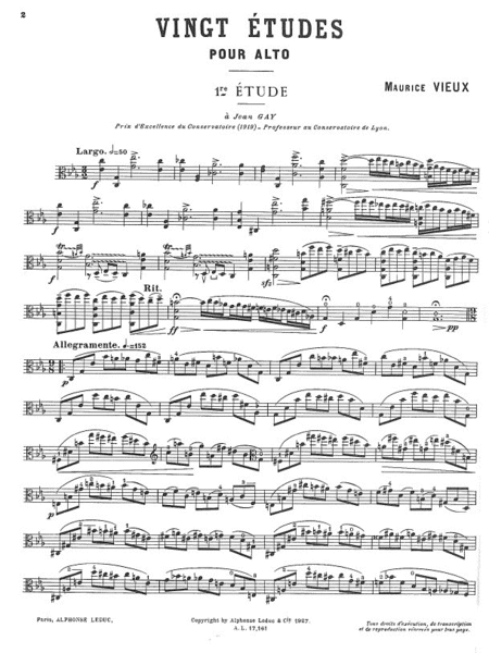 Vingt Etudes pour Alto Viola Solo - Sheet Music