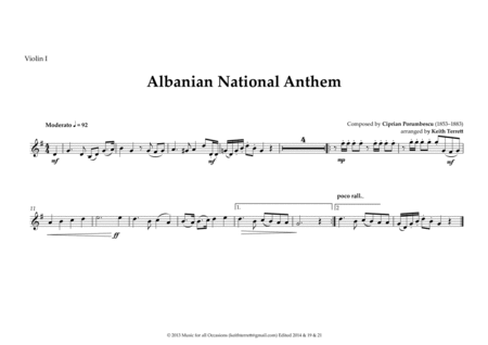 Albanian National Anthem for String Orchestra (MFAO World National Anthem Series) image number null