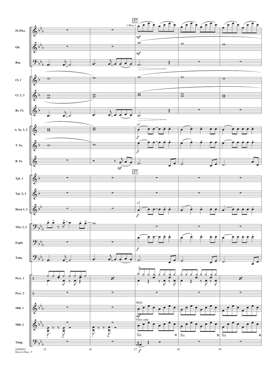 Born To Run (arr. Paul Murtha) - Conductor Score (Full Score) Concert Band scores gallery preview page 5