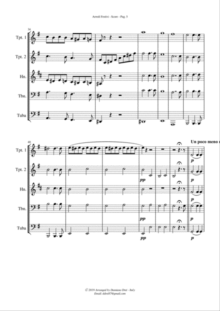 Gli Arredi Festivi from Nabucco - for Brass Quintet Brass Quintet scores gallery preview page 6
