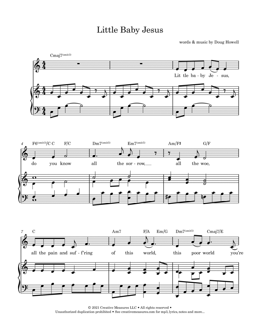 Little Baby Jesus (C-Db) Voice scores gallery preview page 1