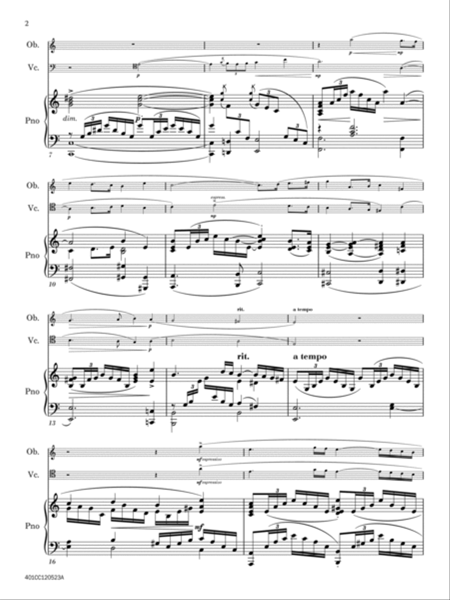 Andante for Oboe, Cello, and Piano Chamber Music scores gallery preview page 6