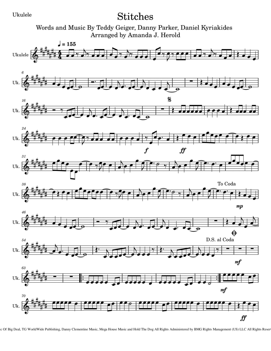 Stitches Ukulele scores gallery preview page 1
