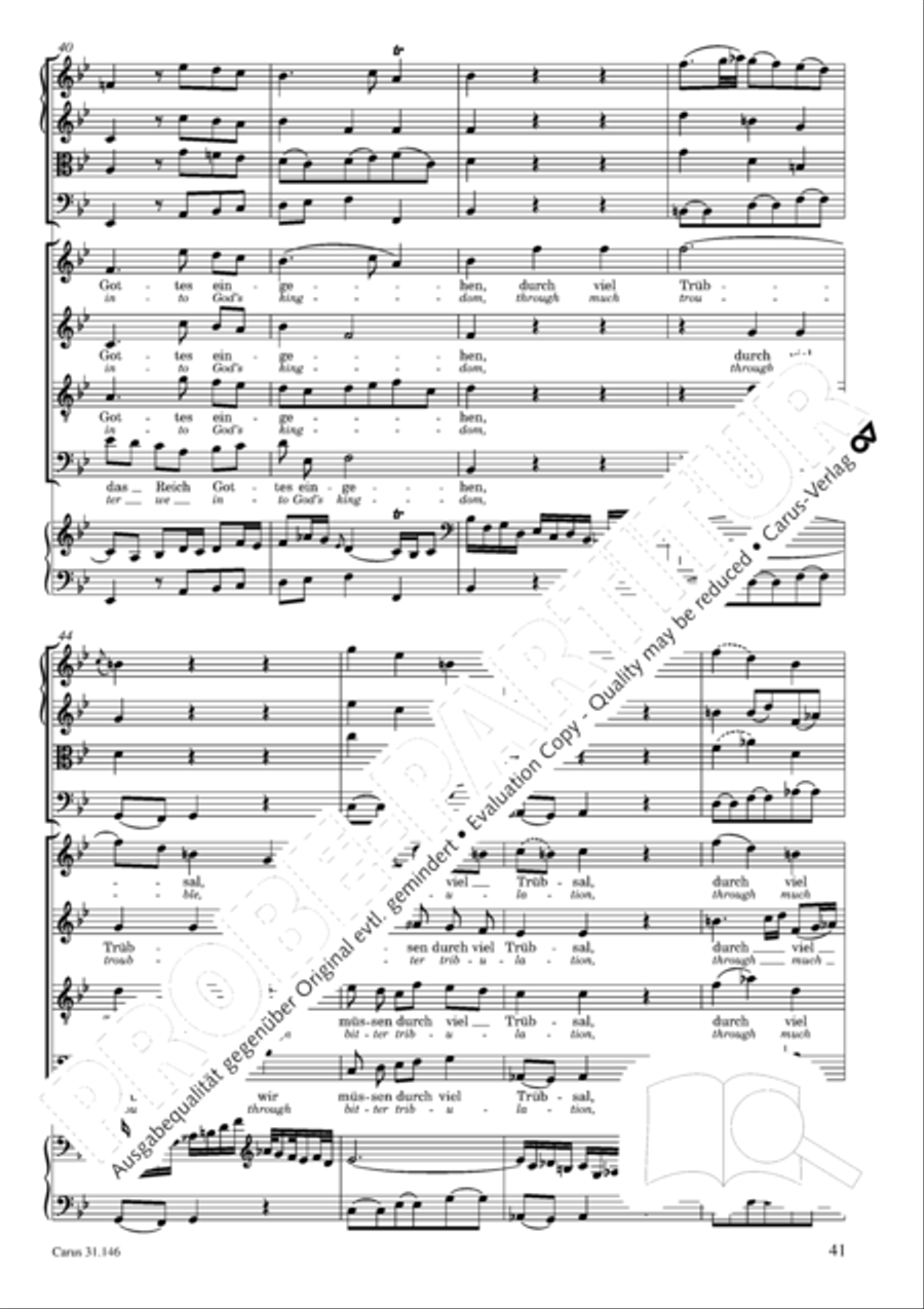 Through bitter tribulation we enter into God's kingdom (Wir mussen durch viel Trubsal in das Reich Gottes eingehen) 4-Part scores gallery preview page 42
