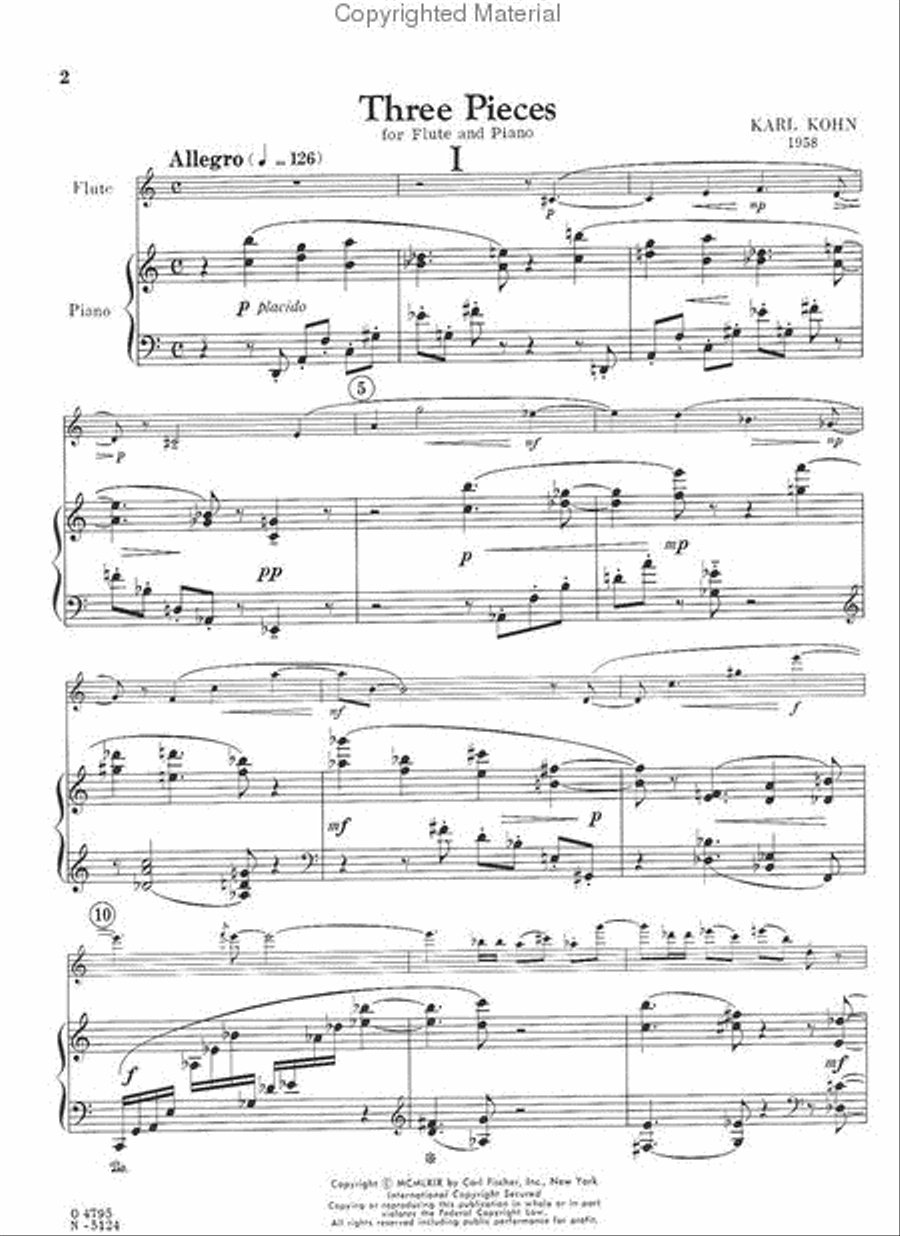 Three Pieces Flute Solo scores gallery preview page 2