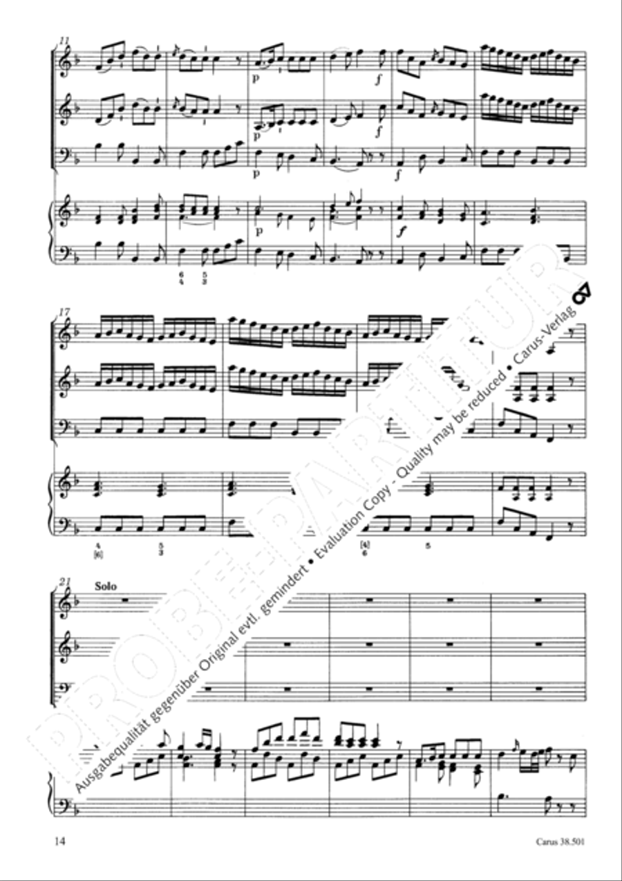 Organ Concerto in F major (Orgelkonzert in F) Violin scores gallery preview page 17