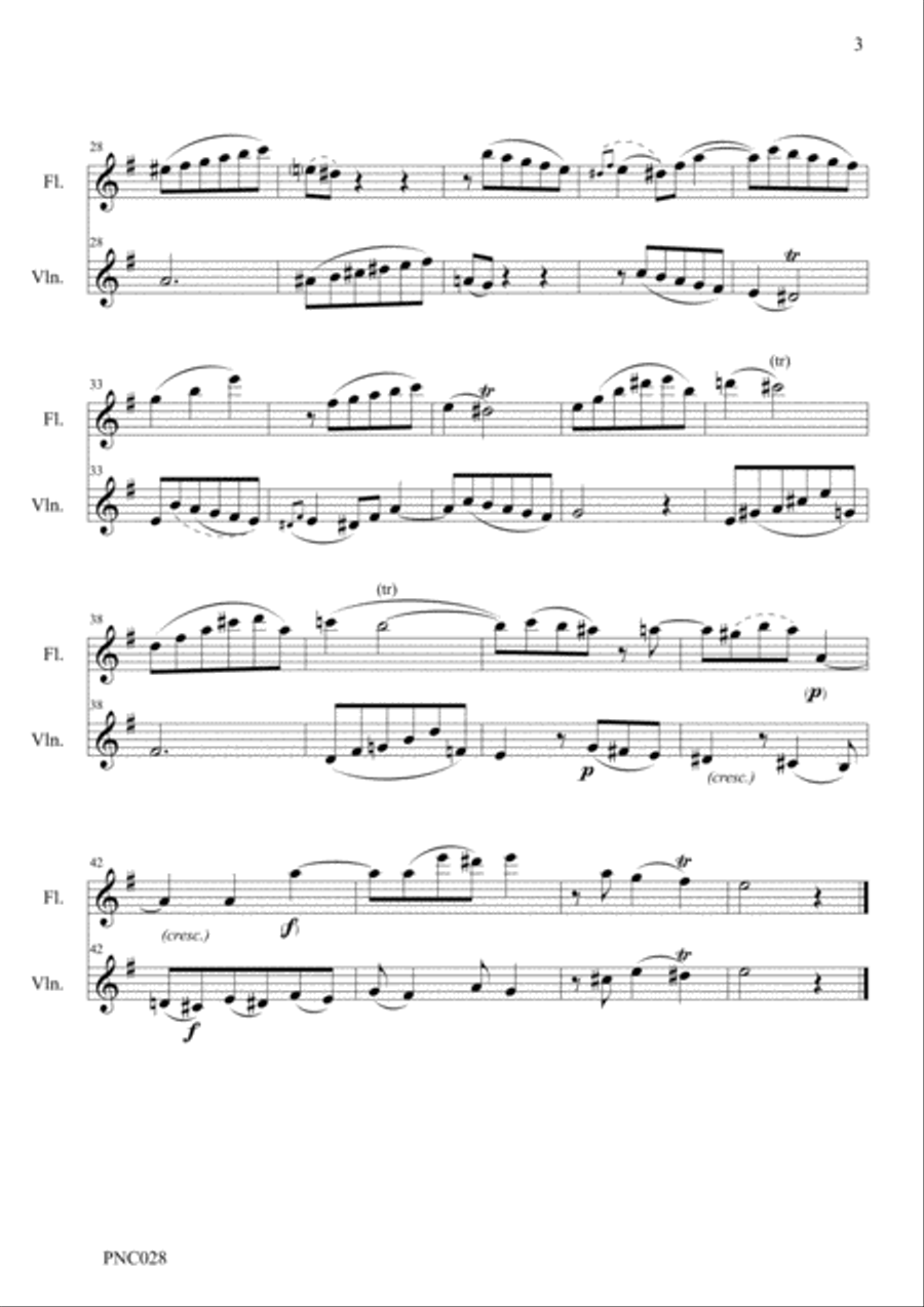 C.P.E. BACH DUETTO FOR FLUTE & VIOLIN H. 598 Wq. 140 Woodwind Ensemble scores gallery preview page 4