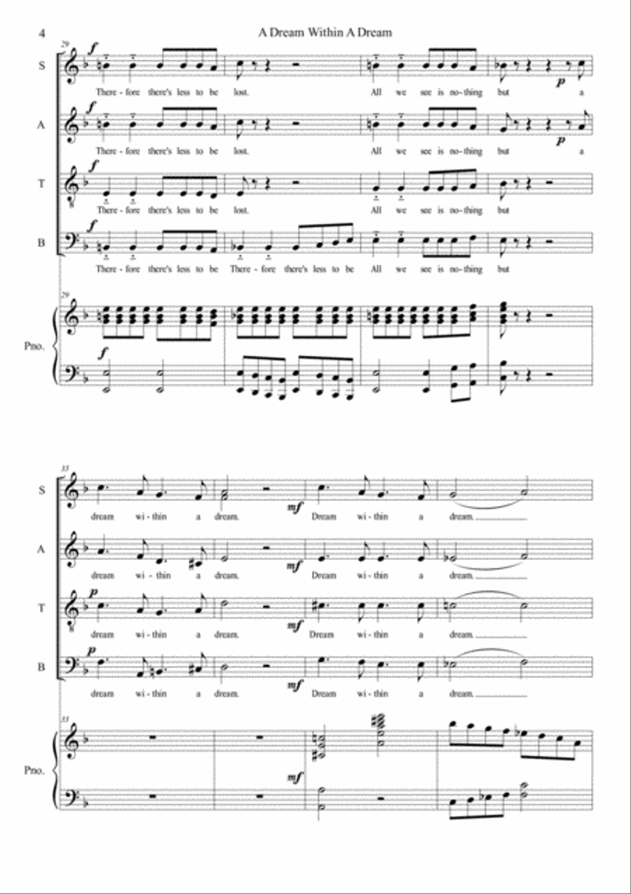 A Dream Within A Dream A Dream Within A Dream 4-Part scores gallery preview page 4