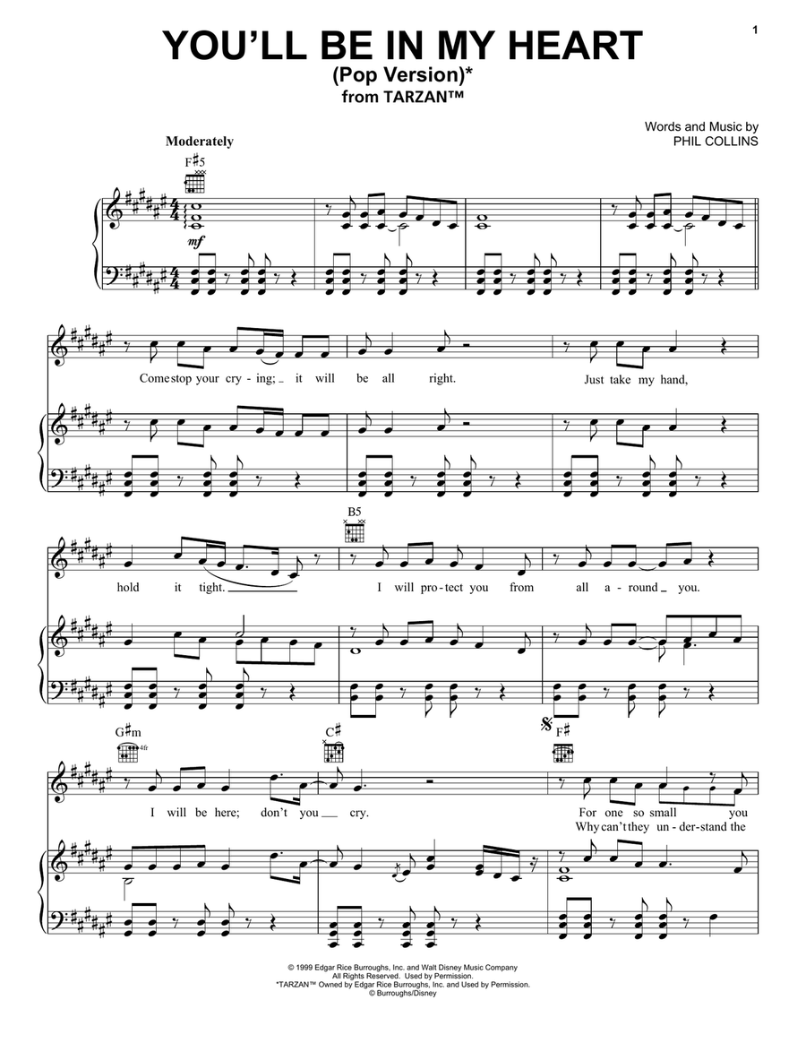 You'll Be In My Heart (Pop Version) (from Tarzan) Acoustic Guitar scores gallery preview page 1