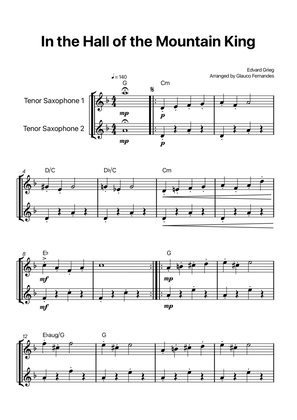 In the Hall of the Mountain King - Tenor Sax Duet with Chord Notations