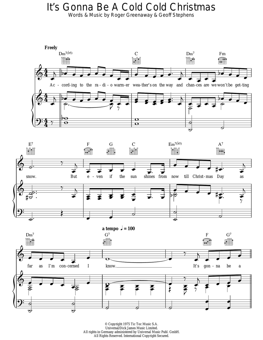 It's Gonna Be A Cold Cold Christmas Guitar scores gallery preview page 1