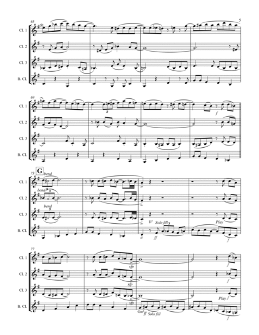 St. Louis Blues (for Clarinet Quartet) Clarinet Quartet scores gallery preview page 6