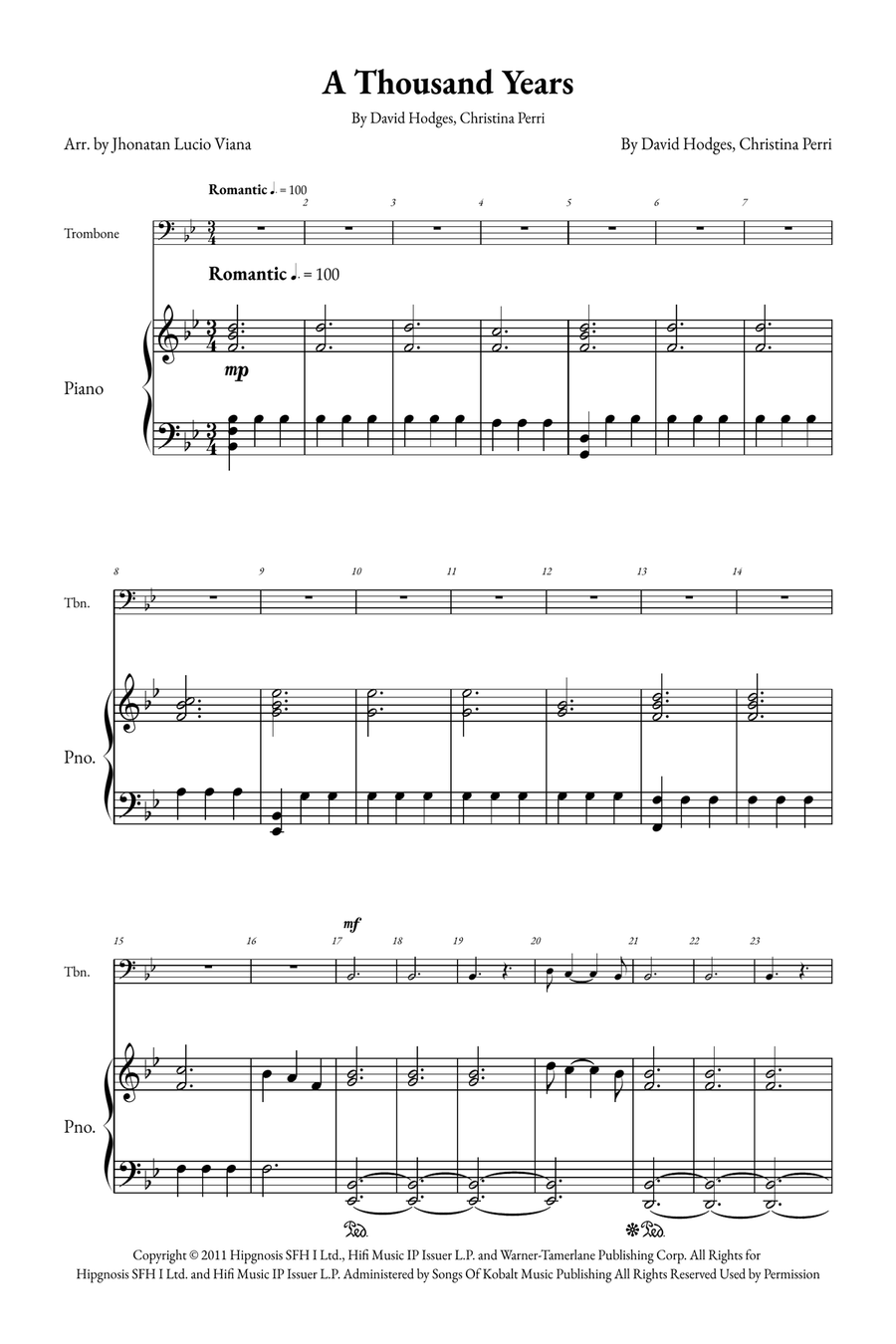 A Thousand Years Easy Piano scores gallery preview page 1