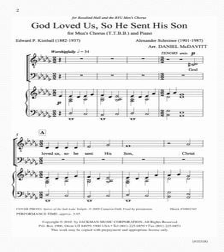 God Loved Us, So He Sent His Son - TTBB God Loved Us, So He Sent His Son - TTBB TTBB scores gallery preview page 2