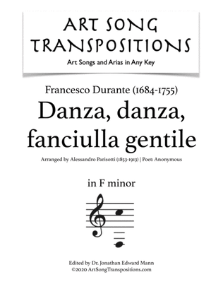 Book cover for DURANTE: Danza, danza, fanciulla gentile (transposed to F minor)