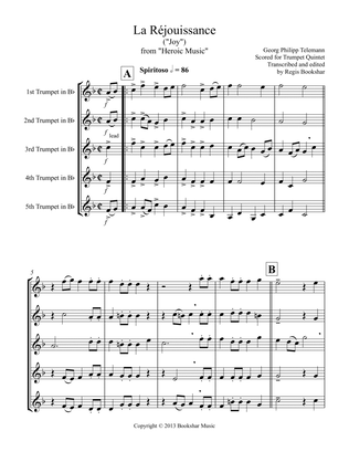 La Rejouissance (from "Heroic Music") (Eb) (Trumpet Quintet)