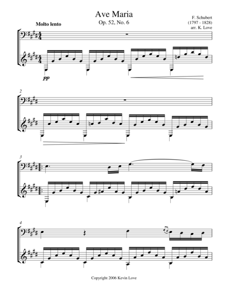 Ave Maria, E Major (Cello and Guitar) - Score and Parts image number null