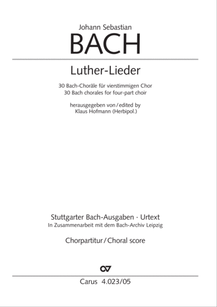 Luther Lieder in settings by J. S. Bach for mixed choir SATB 4-Part scores gallery preview page 2