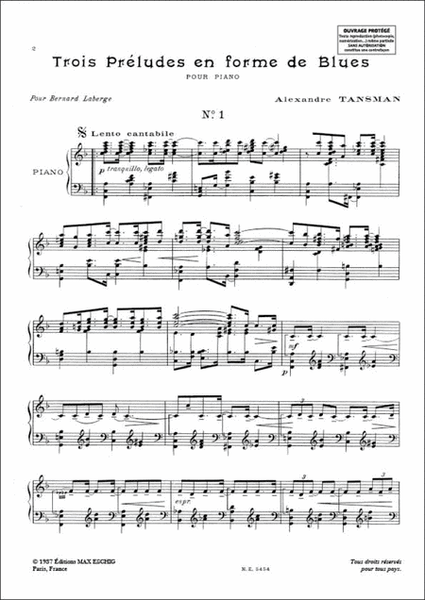 3 Preludes En Forme De Blues Piano
